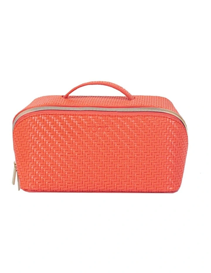 Herringbone Beauty Bag Medium In Tangerine