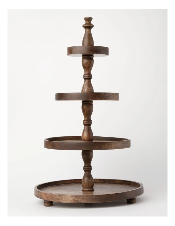Wooden 4-Tier Stand 38x38x66cm in Walnut