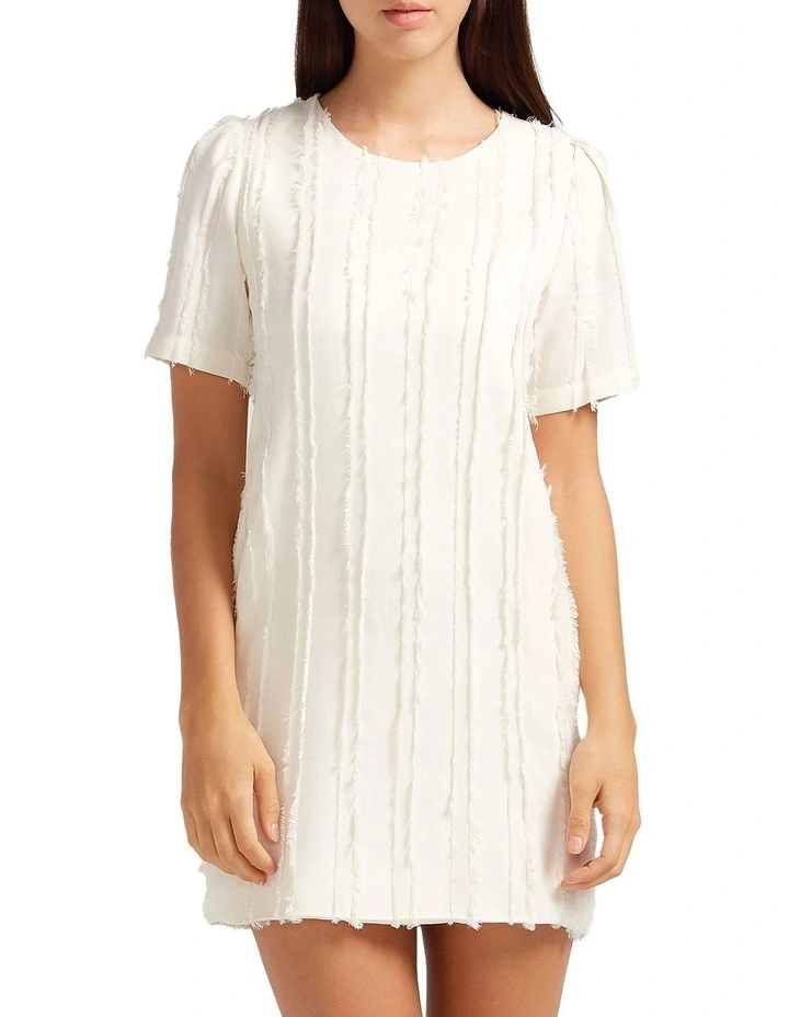 Star Child Textured Mini Dress in Cream