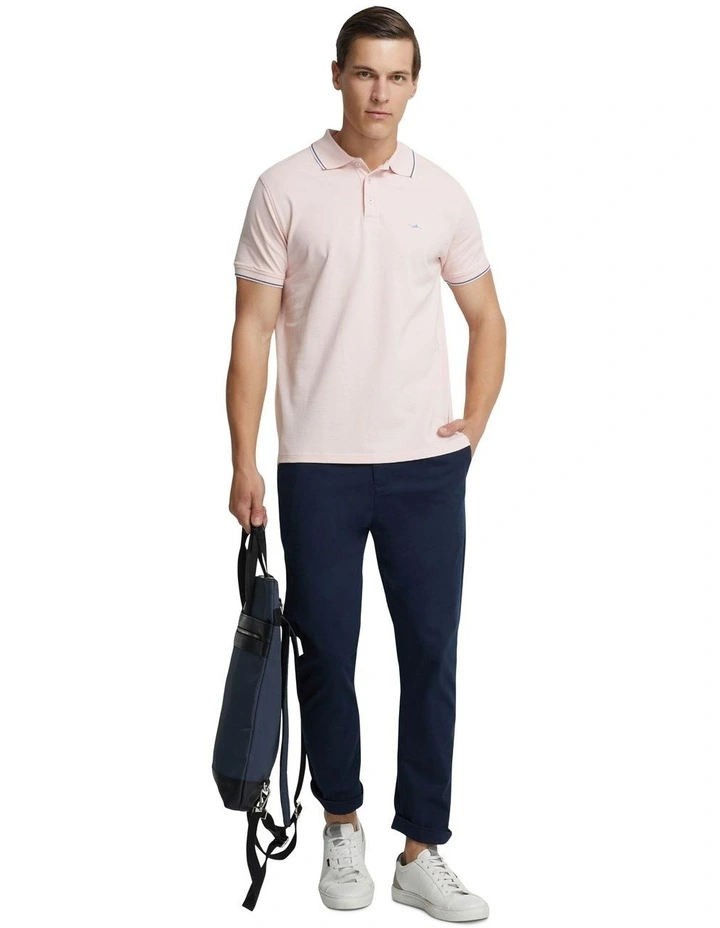Derek Pique Tipping Polo Shirt in Pink