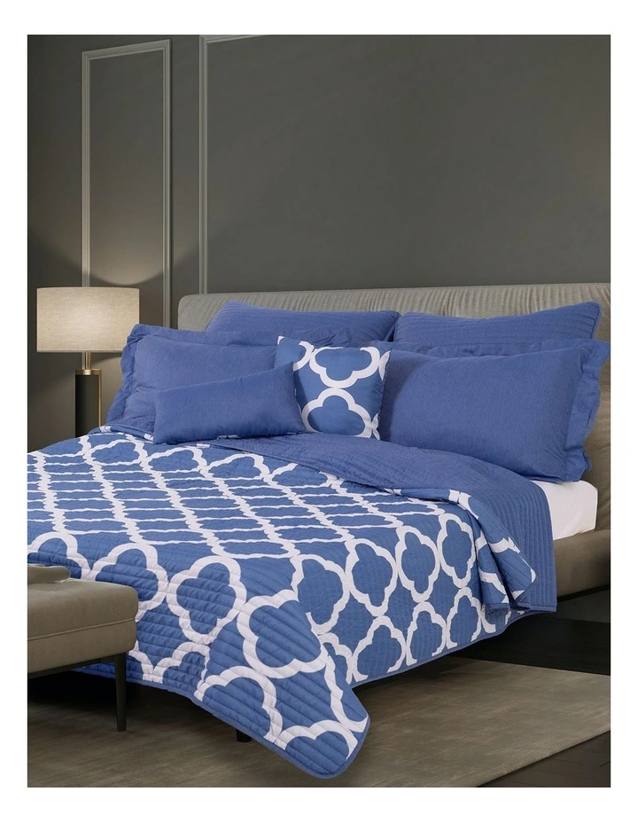 Reversible Bamboo Cooling Comforter Set 7 Piece in Royal Blue