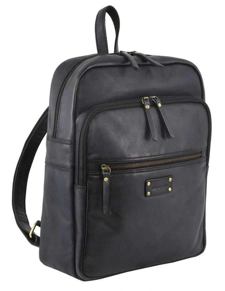 Vintage Leather Laptop Backpack in Black