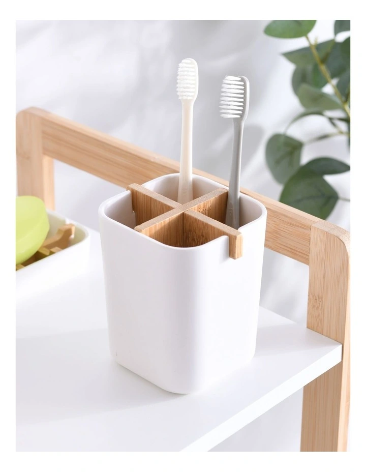 Takae Bamboo Toothbrush Holder in White
