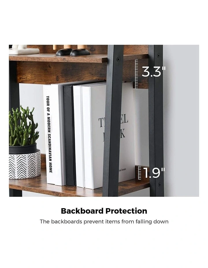 Ladder Shelf 4-Tier Freestanding Storage in Brown