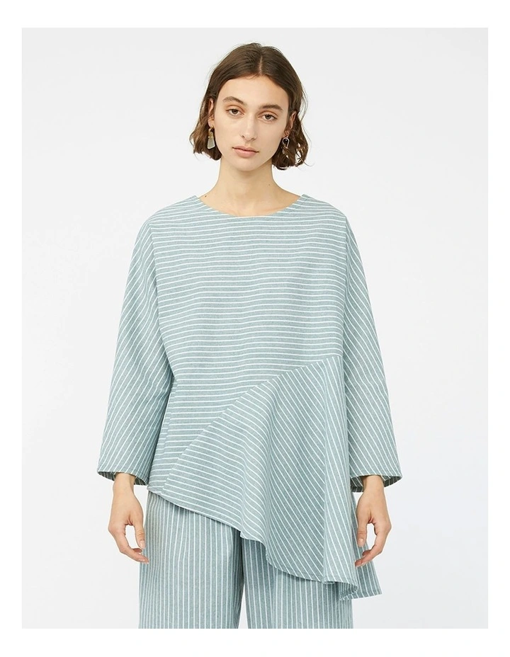 Refraction Long Sleeved Top in Green/White Stripe