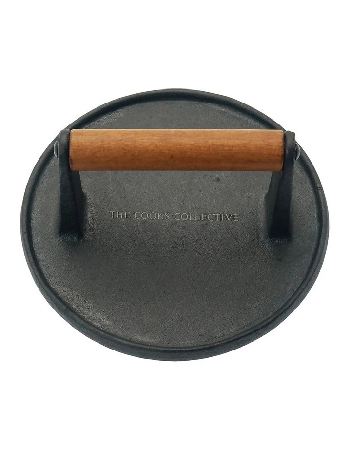 Cast Iron Smash Burger Press in Black