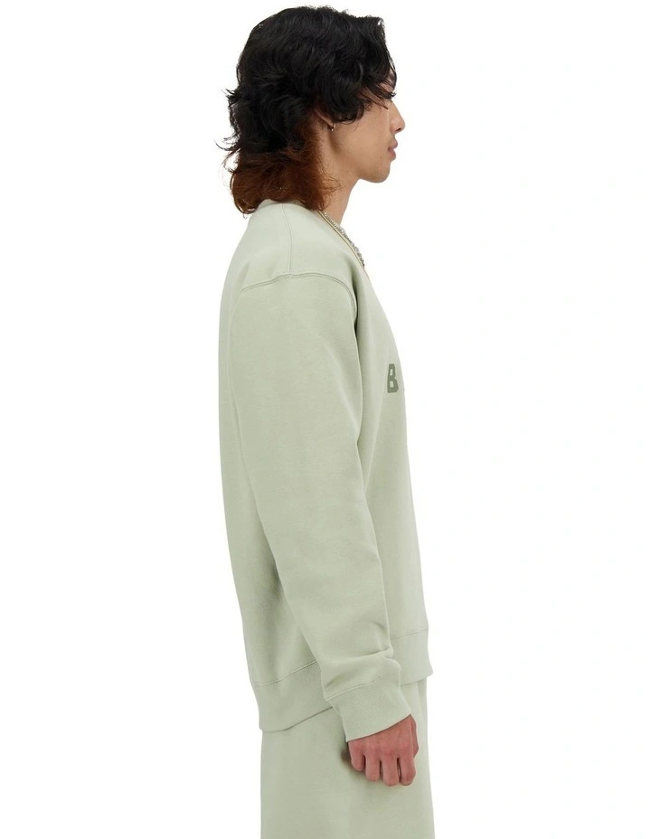 Iconic Collegiate Crew Sweater in Olivine