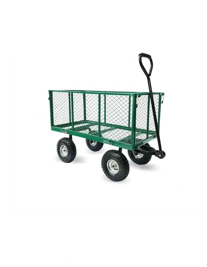 Steel Mesh Garden Trolley Cart 300kg Capacity in Green