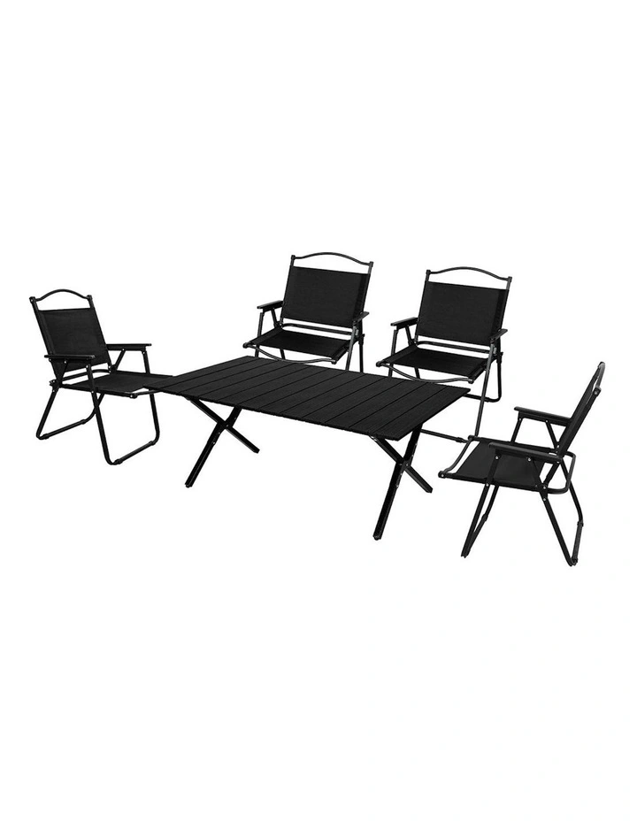 Foldible Camping Table Chair in Black