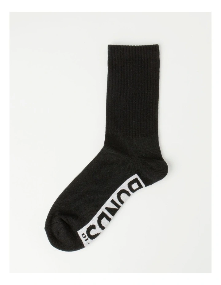 Logo Sports Crew Sock 3 Pack in Black