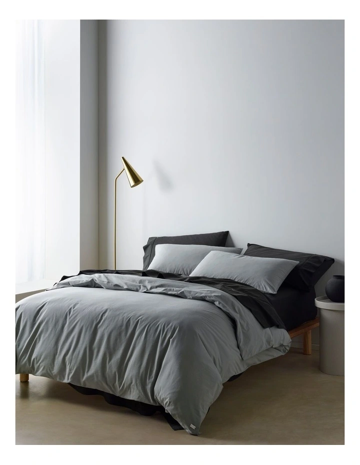 Stonewashed Cotton Quilt Cover Set in Ash