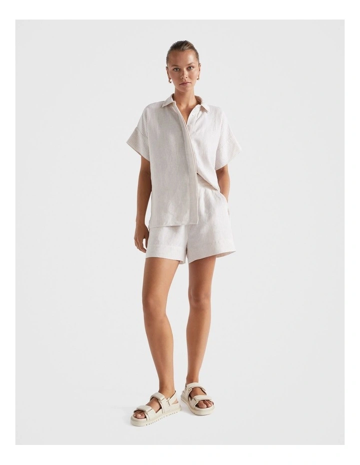 Linen Short in Frappe Stripe