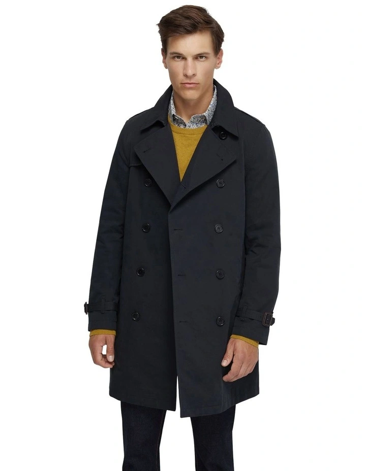 Marco Short Trench Coat in Black