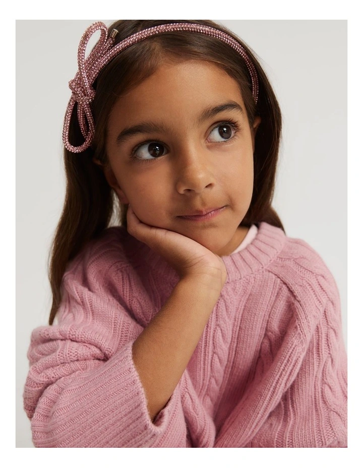 Crystal Bow Headband in Mineral Pink