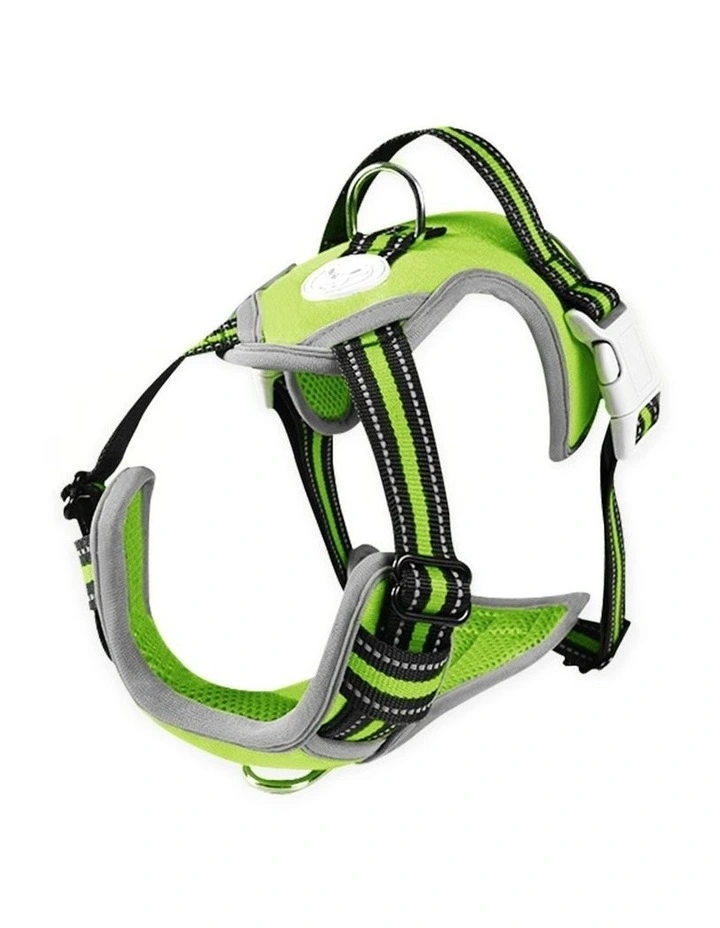 No Pull Dog Reflective Harness Vest Adjustable Extra Large Size in Green