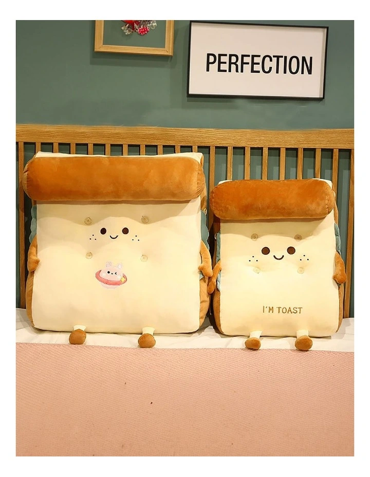Smiley Face Toast Bread Wedge Cushion in Beige