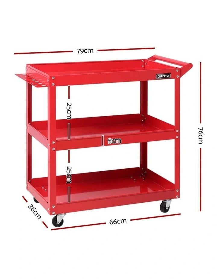 Trolley Toolbox Tool Cart 3-Tier Red