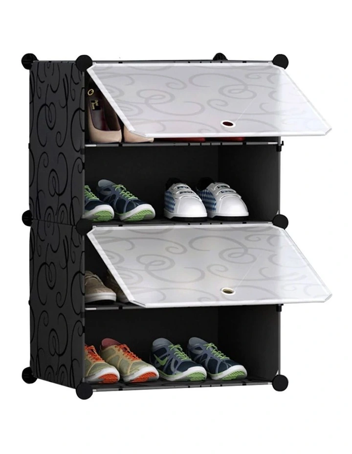 4 Tier Shoe Rack Organizer 45cmx32cm in Black