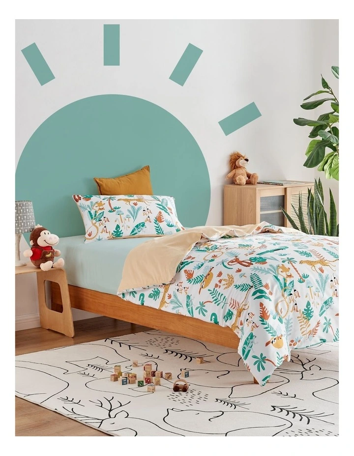 Wild Jungle Quilt Cover Set in White