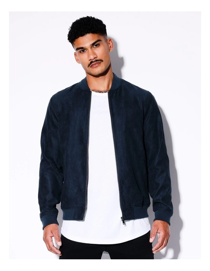 Travis Sueded Bomber Jacket in Navy