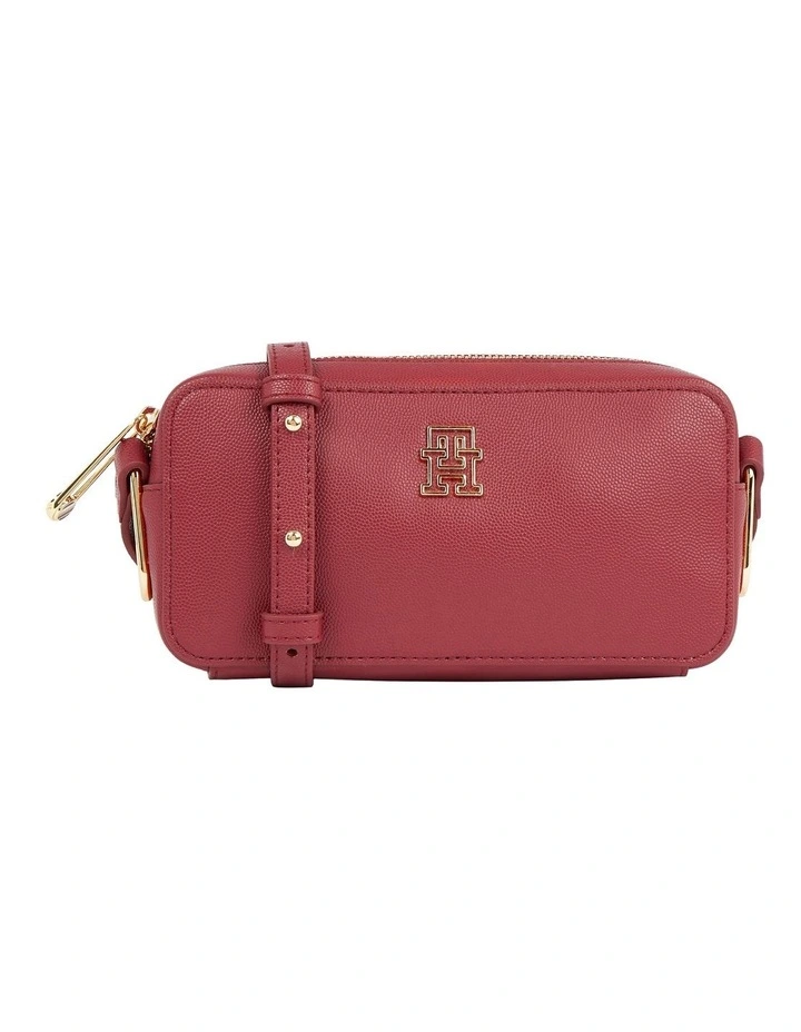 Monogram Plaque Crossover Camera Bag in Rouge