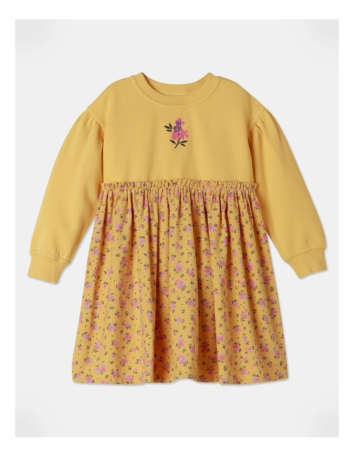 Sweat Top with Cord Skirt Dress (3-8 Years) in Yellow