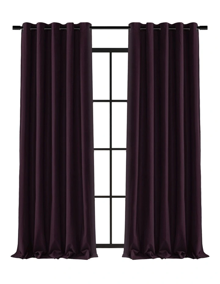Blockout Eyelet Curtains Twin Pack in Aubergine