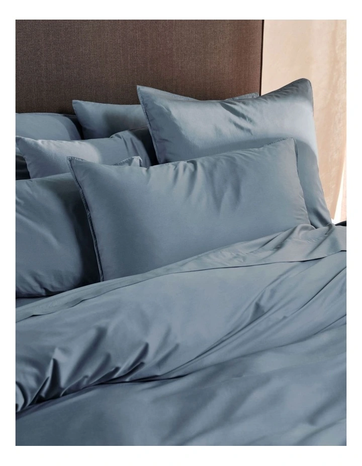 Nara 400TC Bamboo Cotton Quilt Cover Set in Bluestone