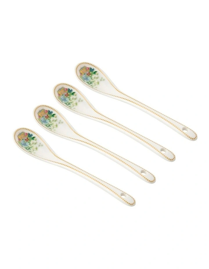 Gift Boxed Gabby Malpas Jardin Orchid Teaspoon Set of 4 in White