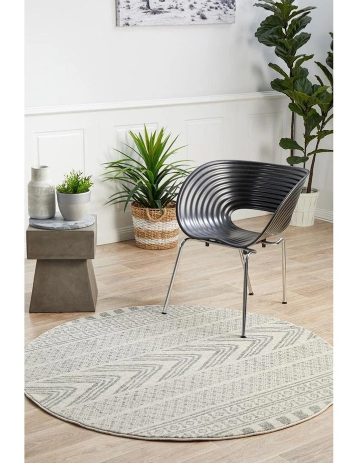 Mirage Adani Modern Tribal Design Round Rug in Grey