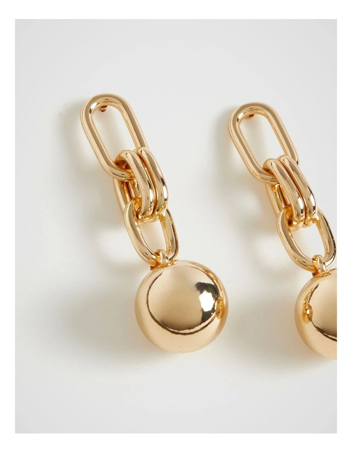 Chain Link Sphere Earring in Gold