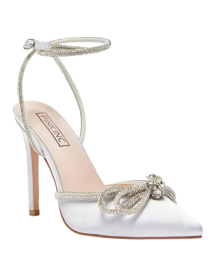 Rory Heeled Shoes In Silver Satin