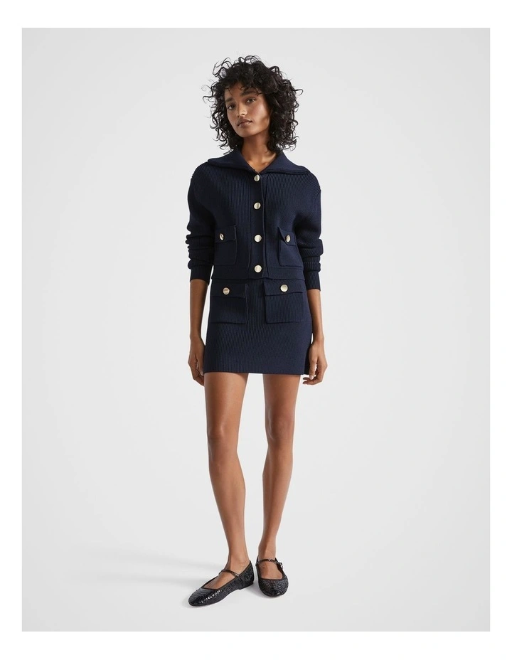 Crepe Rib Pocket Skirt in Midnight Sky