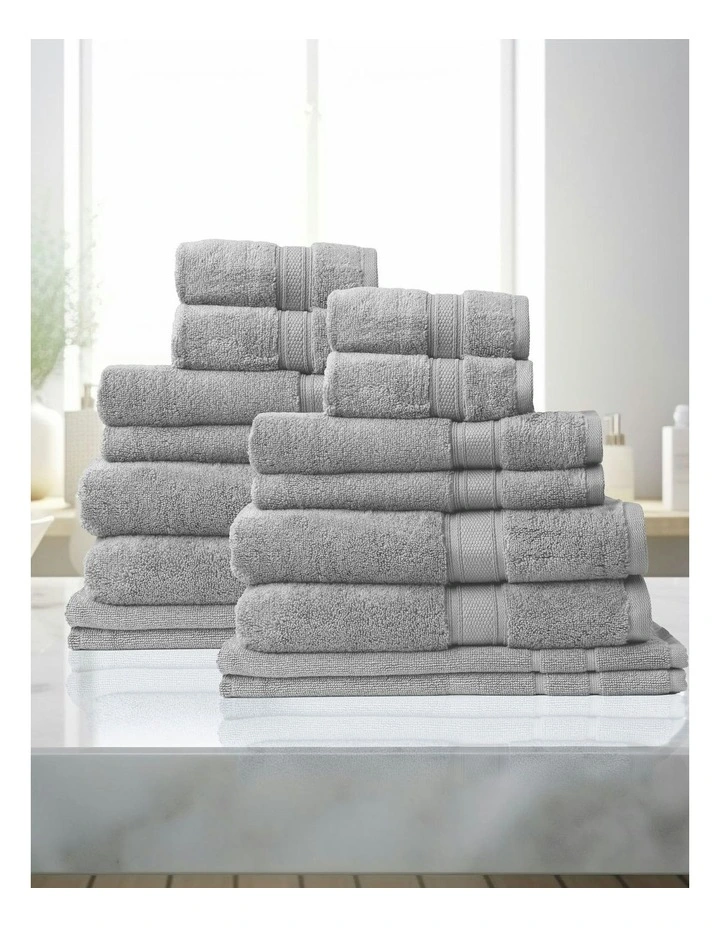 Zero Twist Luxury Plush Cotton Towel Set 16 Piece in Light