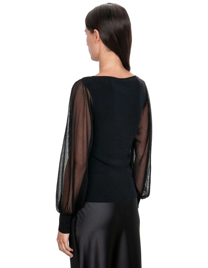 Sheer Blouson Sleeve Knit