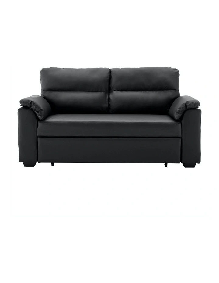 2 Seater Sofa Bed Lounge Futon Couch Modular Furniture Home Faux Velvet Fabric Black