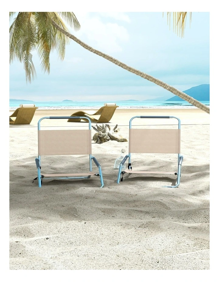 Folding Beach Chair 2 Pack in Natural