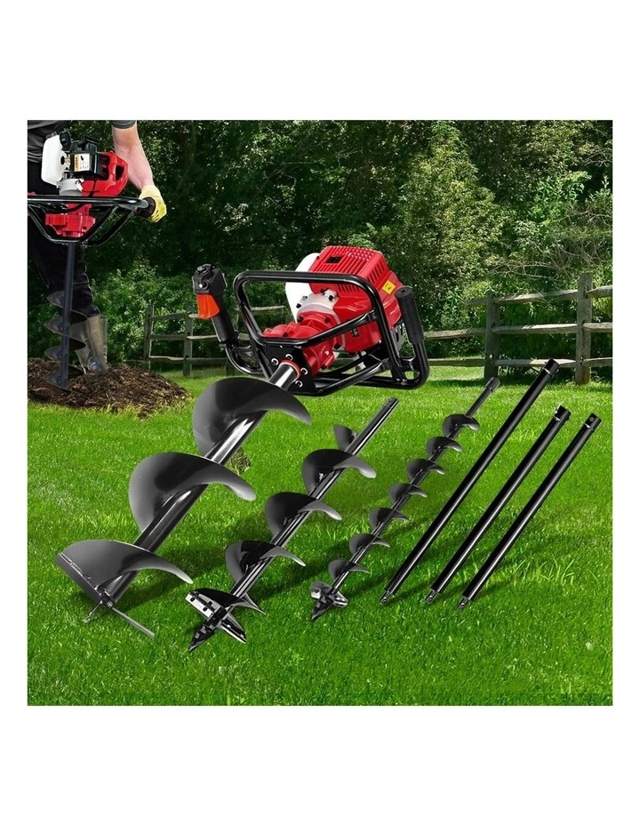 Giantz 92CC Petrol Post Hole Digger Drill Borer Fence Extension Auger Bits EE
