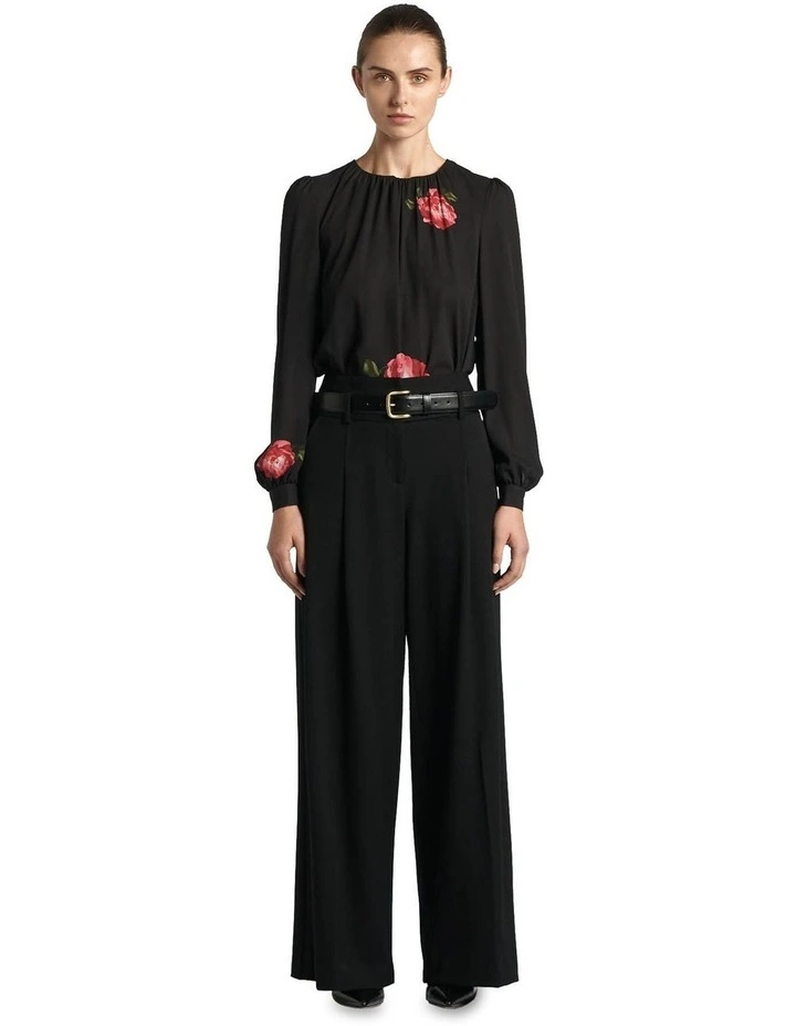 Rose Long Sleeve Blouse in Black