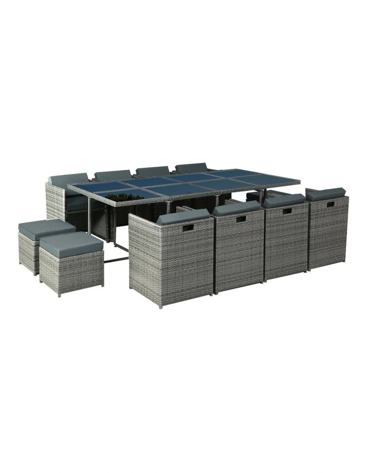 Outdoor Dining Set 13 Piece in Grey