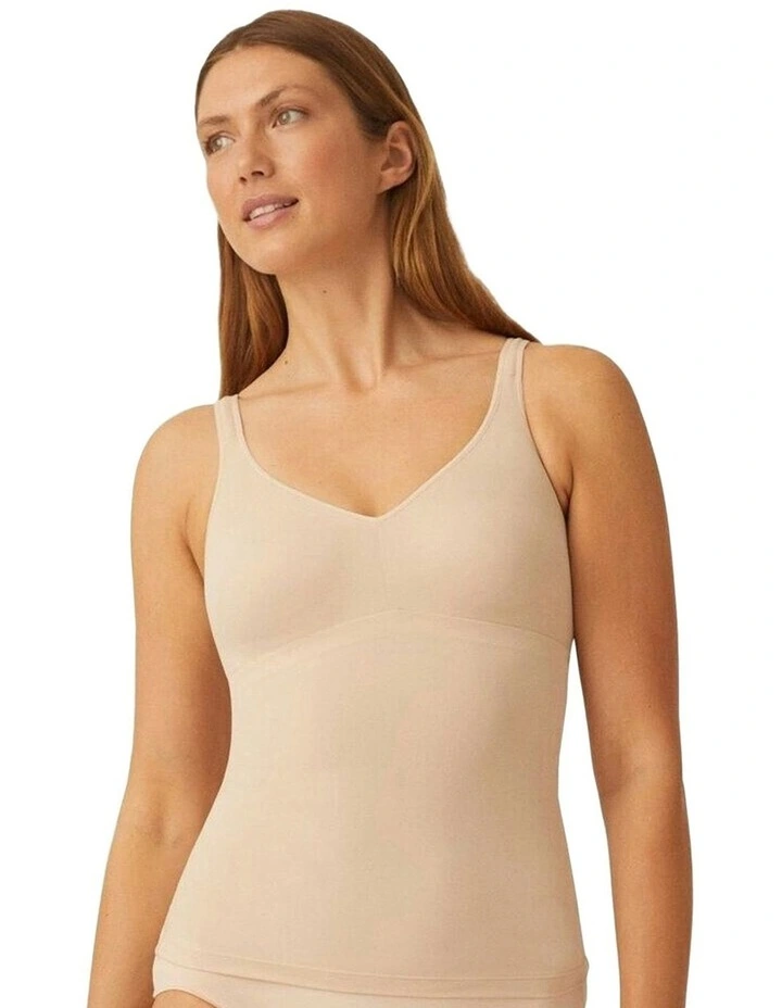 Elasticup Stretch Camisole With Built-In Bra in Light Beige
