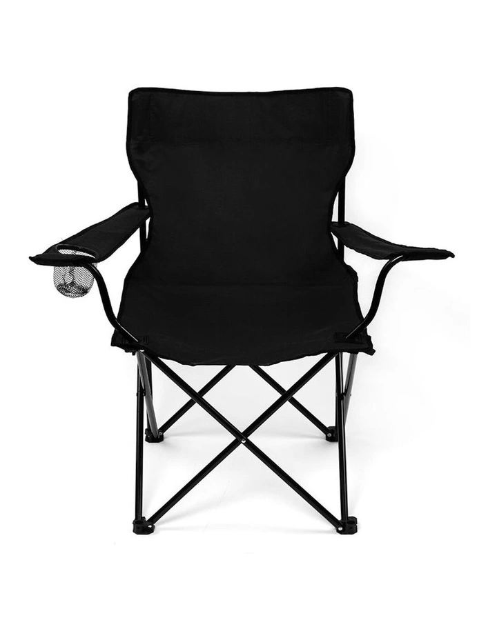Outdoor Fishing Picnic Camping Chairs 2 Piece in Black