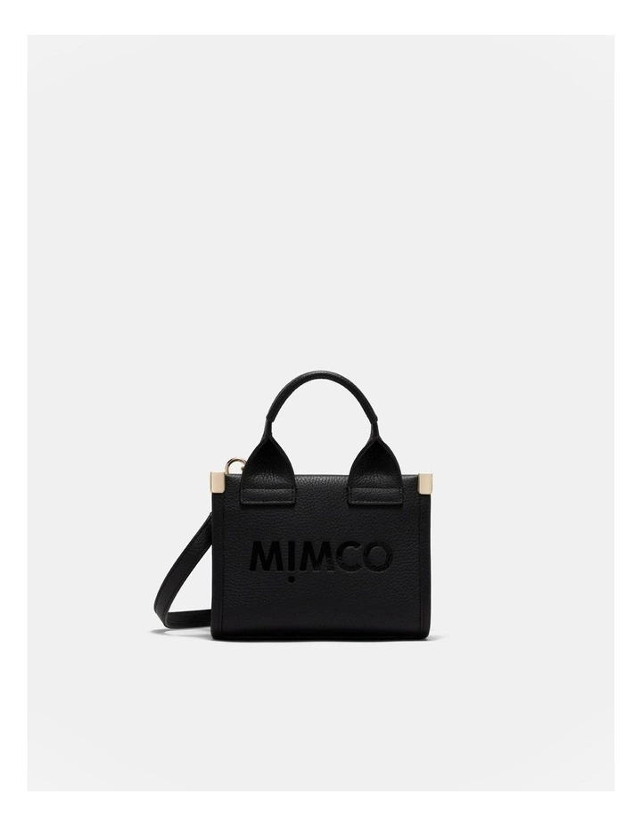 Patch Leather Micro Tote Bag in Black Light Gold