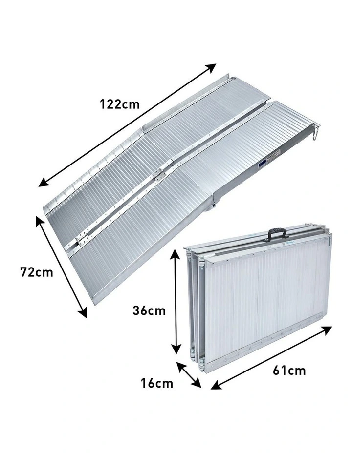 Aluminium Portable Non-Slip Wheelchair Ramp 4FT in Silver