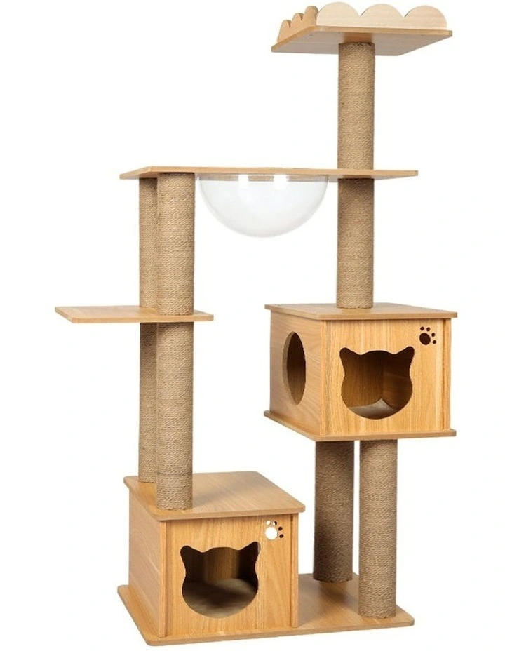 Cat Wood Condo Tree Scratching Post 138cm in Brown
