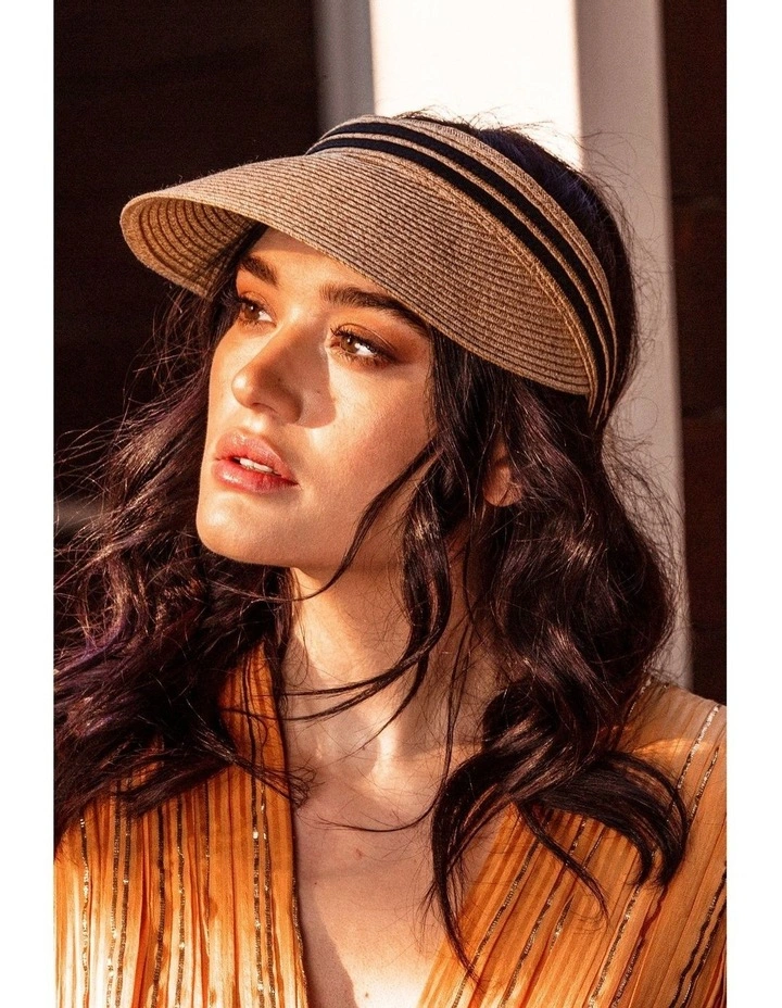 Lilah Visor Hat in Tan/Black