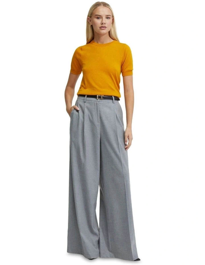 Grace Short Sleeve Cashmere Blend Knit in Mustard