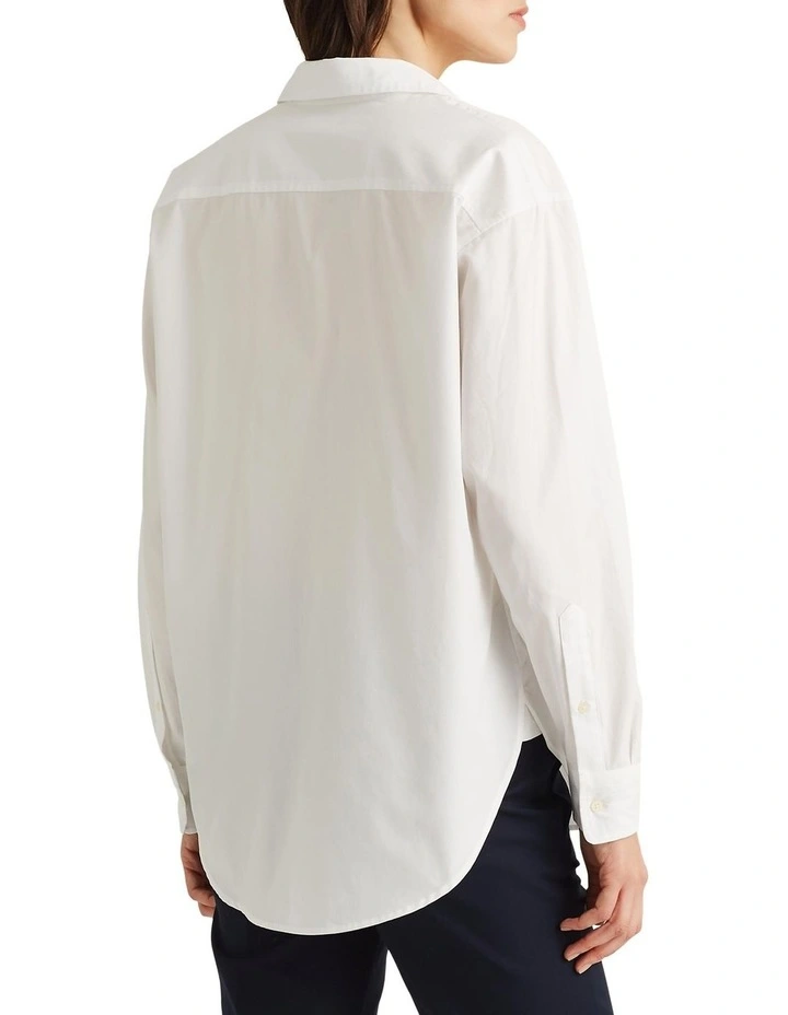 Logo Cotton Broadcloth Shirt in White