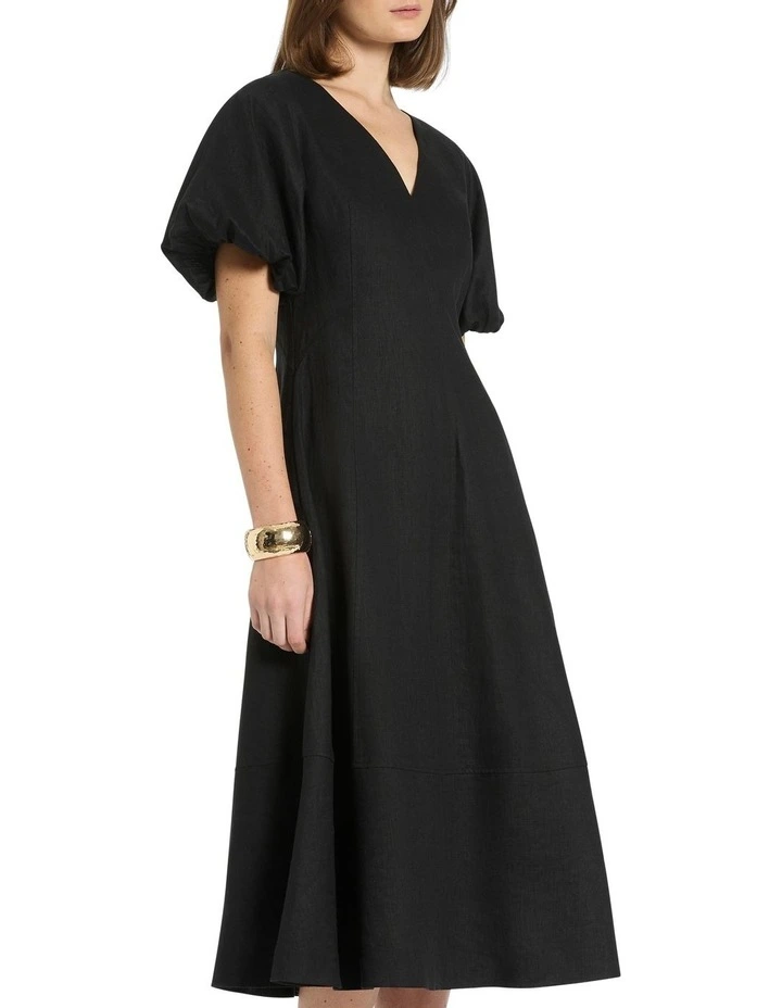 Gwen Linen Dress in Black