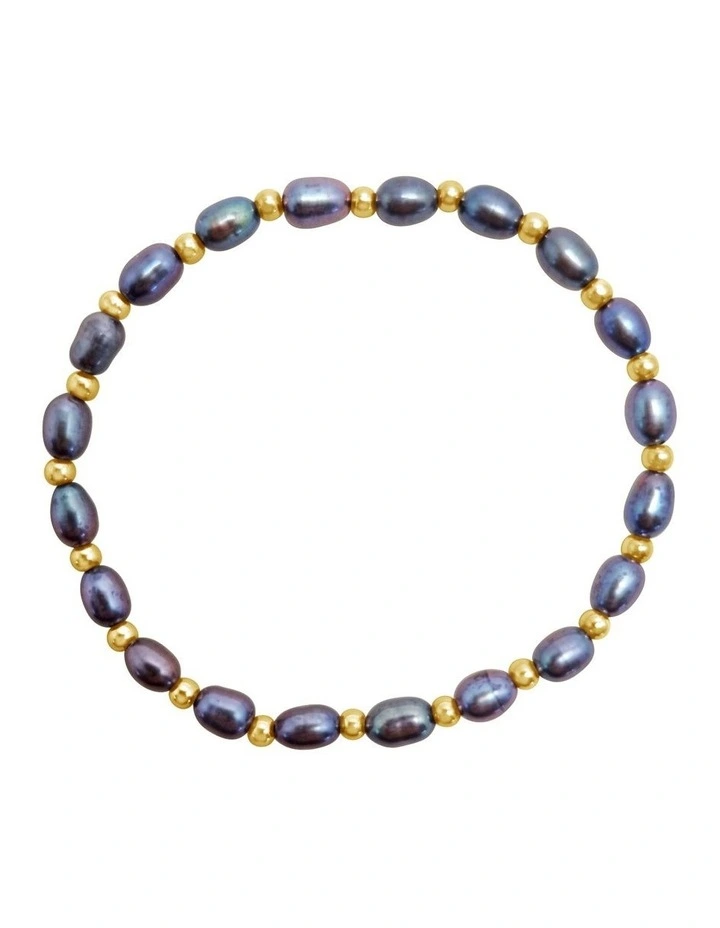 Iridescent Peacock Pearl Bracelet in Black
